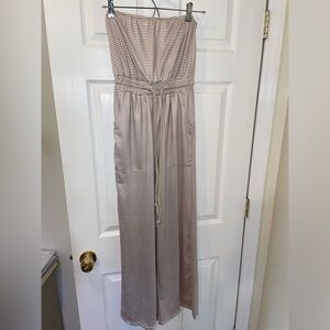 Tan and white jumpsuit